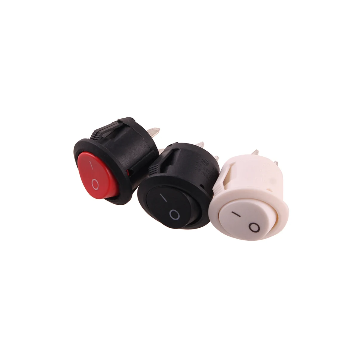 Red Black White 20mm Diameter ON/OFF Round Rocker Toggle Switch 6A/250VAC 10A 125VAC Plastic Push Button Switch