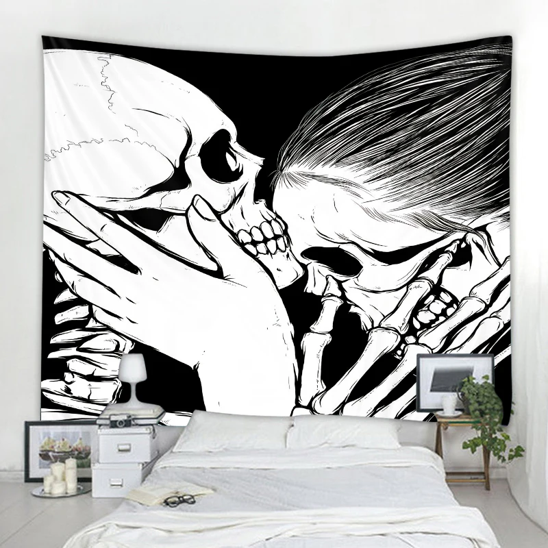 

Skull love illustration decorative tapestry witchcraft tapestry mandala bohemian hippie tapestry curtain party decoration tapest