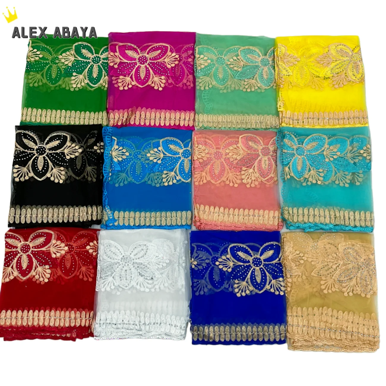 Small Net Hijab for Muslim Women, New African Shawls, 200x50cm, AL073