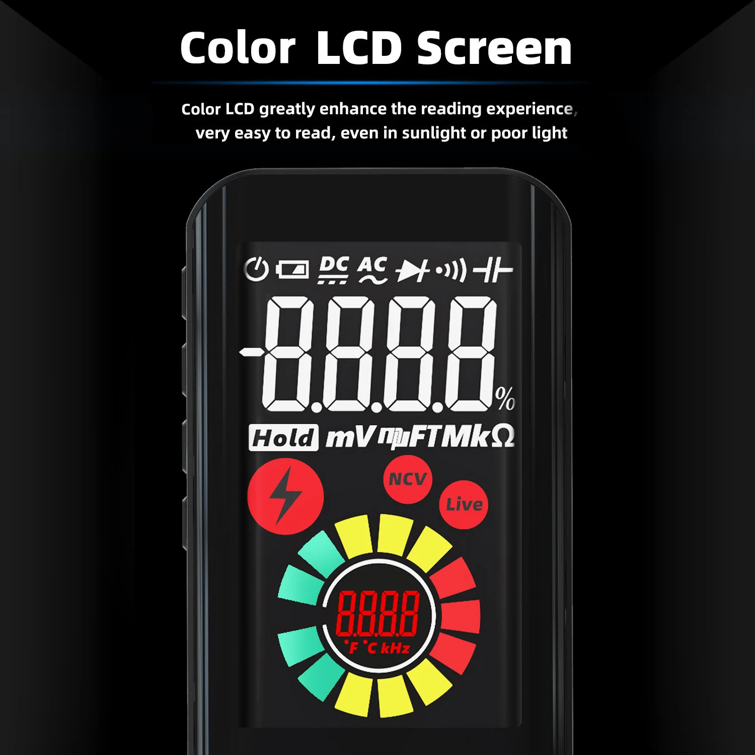 Bside A10 Kleur Lcd Ultra-Draagbare Digitale Multimeter 9999 True Rms Dc Ac Spanning Capaciteit Ohm Diode Ncv Hz fire Wire Tester