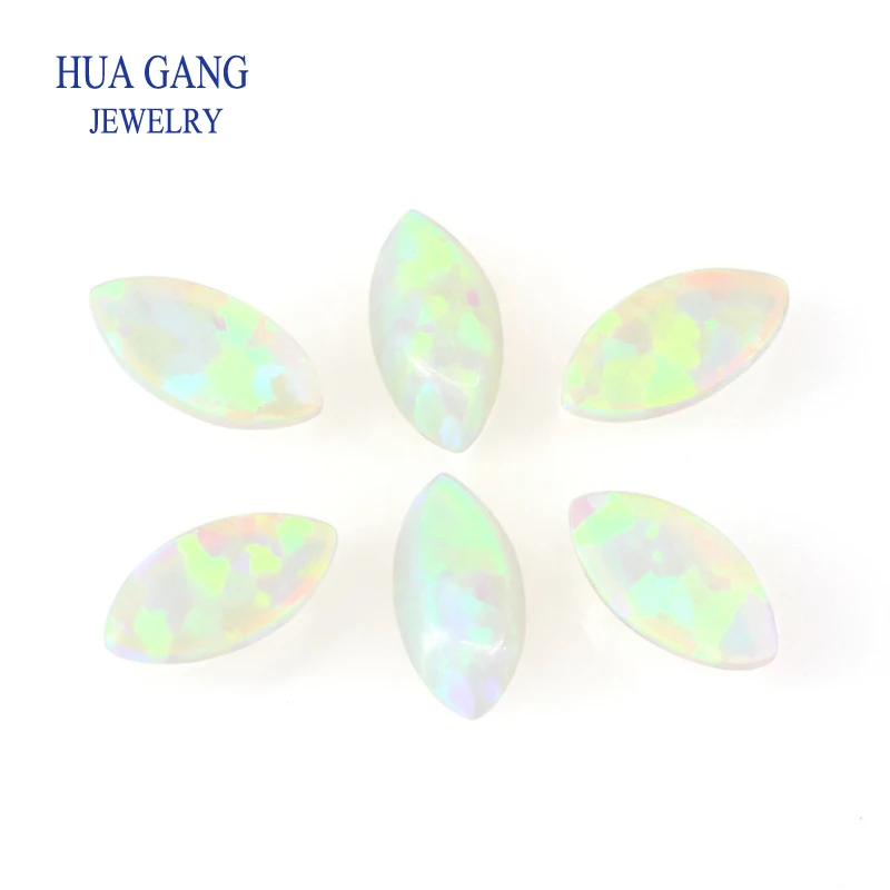 

#52 Synthetic Opal Loose Stones Marquise Shape Cabochon Flat Back Created Opal Beads Semi-Precious Stones For Jewelry Making