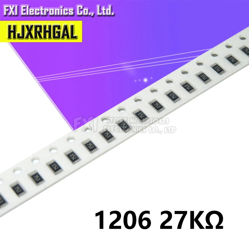 

100PCS 1206 SMD Resistor 27K ohm chip resistor 0.25W 1/4W 273 new original