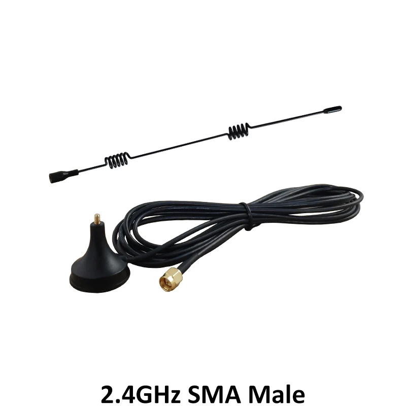 Grandwisdom 2pcs 2.4G antenna 5dbi sma male wlan wifi 2.4ghz antene pbx iot module router signal receiver antena high gain