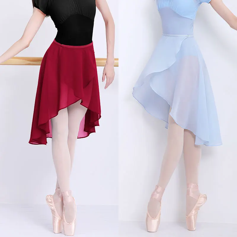 Ballet Skirt Dance Skirt Women Long Wrap Chiffon Dance Skirt Ballet Tutu Skate Skirt Adjustable Buckles Ballerina