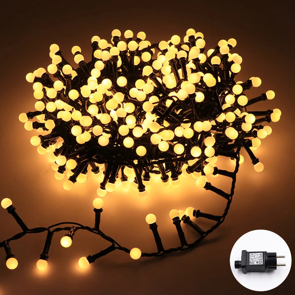 10m 5m Holiday Fairy Light String EU/US Plug Outdoor Patio Garland Light for Wedding Christmas New Year Holiday Party Room Decor