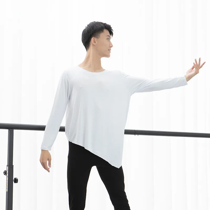 Male Latin Dance T-Shirt Round Neck Men Dance Shirt Ballroom Latin Dancing Clothes Professional Competition Dancewear