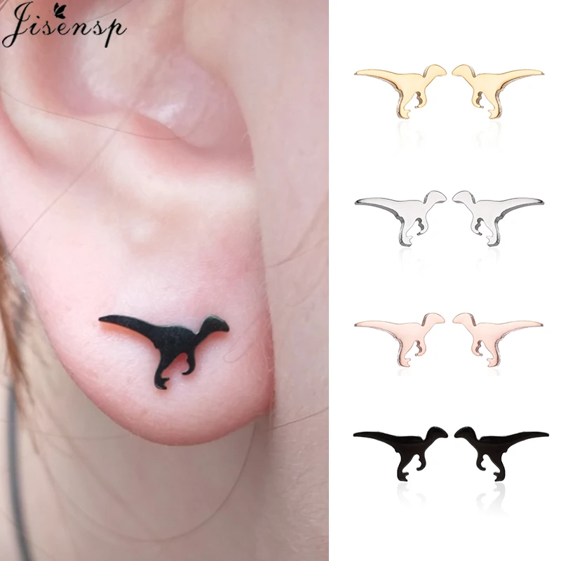 Lovely Mini Dinosaur Stainless Steel Stud Earrings for Girls Boys Fashion Tyrannosaurus Animal Earing Women Jewelry Accessory