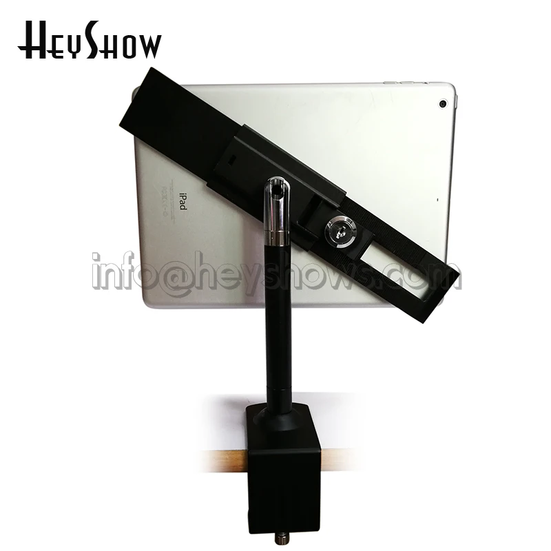 Adjustable IPad Security Stand Metal Tablet PC Display Holder 360 Degrees Rotate Tablet Lock Enclosure With Keys For 7-10.1\