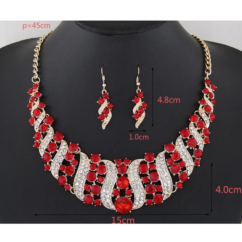 Romantic 6 pieces/set wedding jewelry set shiny crystal bridal jewelry set ladies necklace earrings wholesale gift party