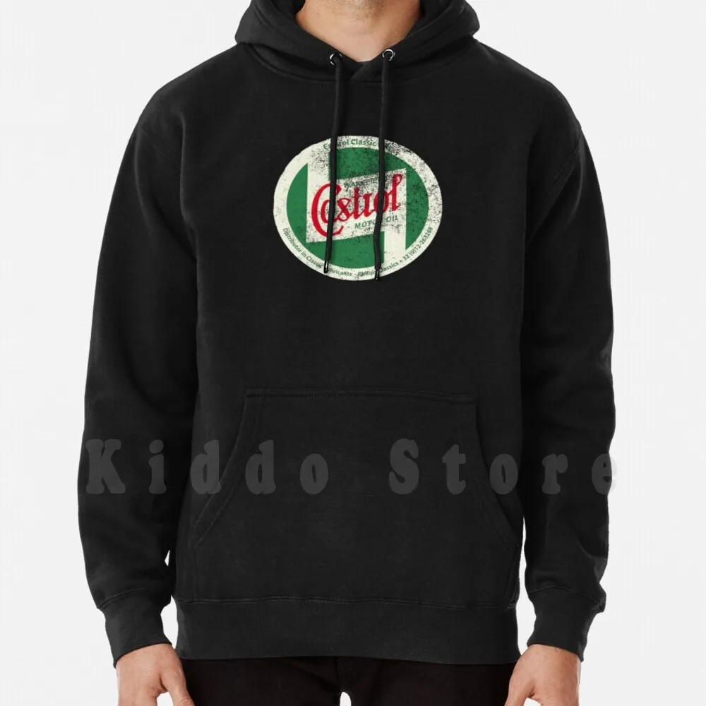 Castrol Classic Vintage Sign Hoodie Long Sleeve Castrol Classic Oil Coches Motor Engine Motorsport Retro