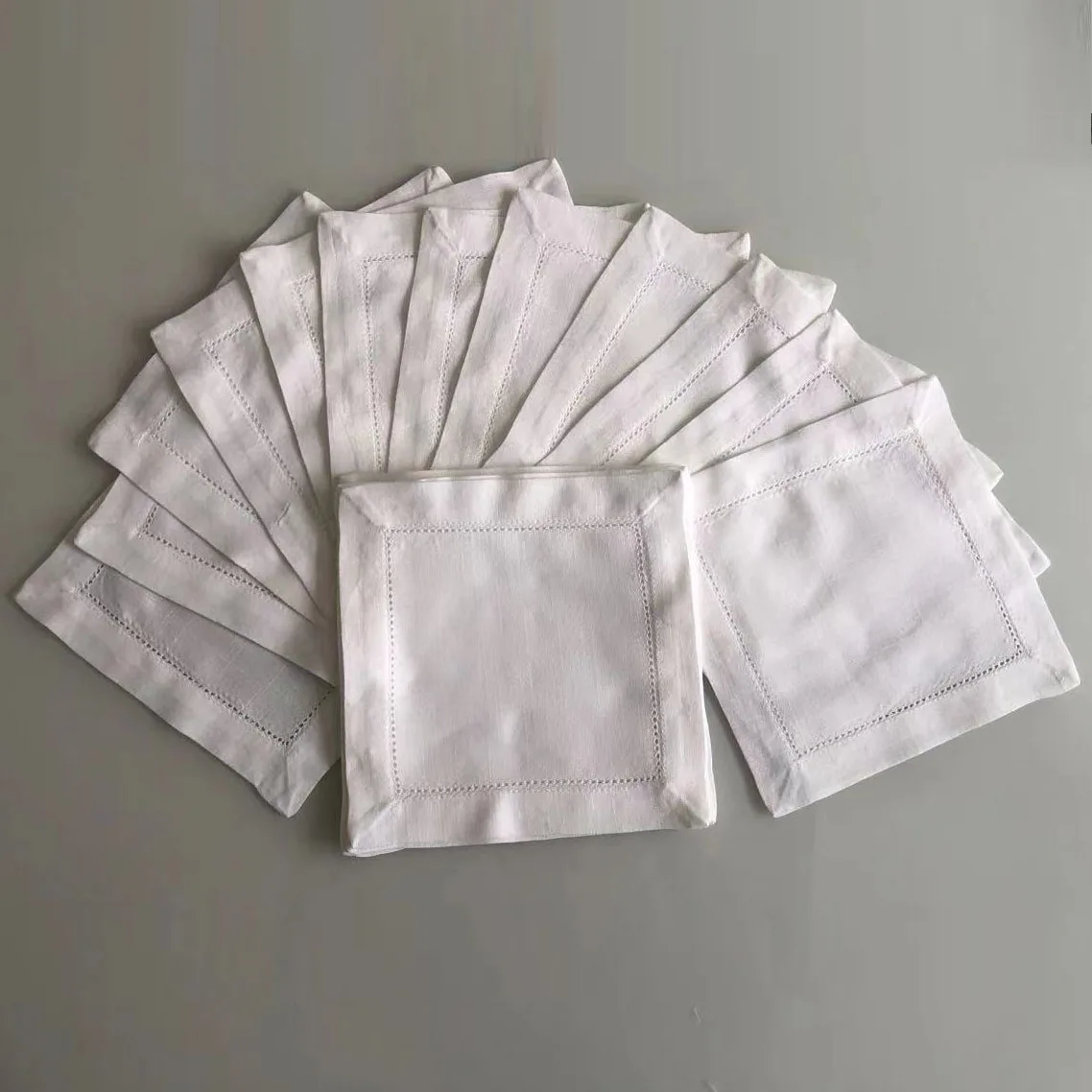 12pcs Napkins Cotto Restaurant Dinner Cloth Napkin Decoration Reusable White Cotton Linen Fabric Table Napkins for Wedding Party