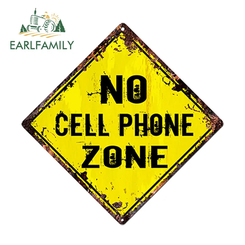 EARLFAMILY 13cm x 13cm NOCRLL PHONE ZONE Diamond Sign Rustic Chic Sign Bar Shop Car Sticker