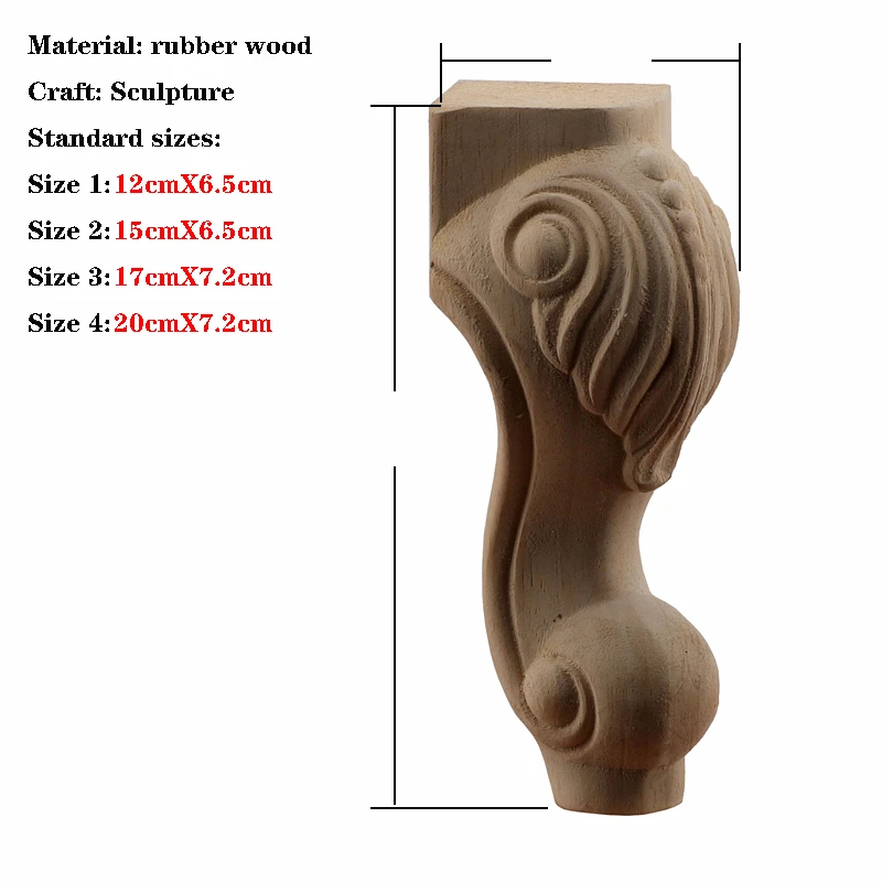 VZLX European Style Solid Wood Carved Furniture Foot Legs TV Cabinet Seat Feets Vintage Home Decor Decoration Accessories