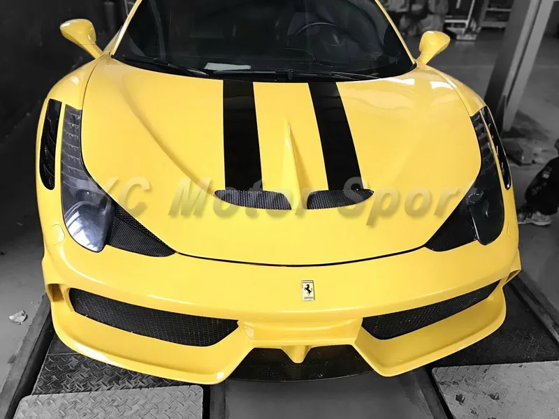 Car Accessories FRP Fiber Glass & Carbon Fiber Speciale Style Hood Fit For 2010-2014 F458 Italia Coupe & Spider Hood Bonnet