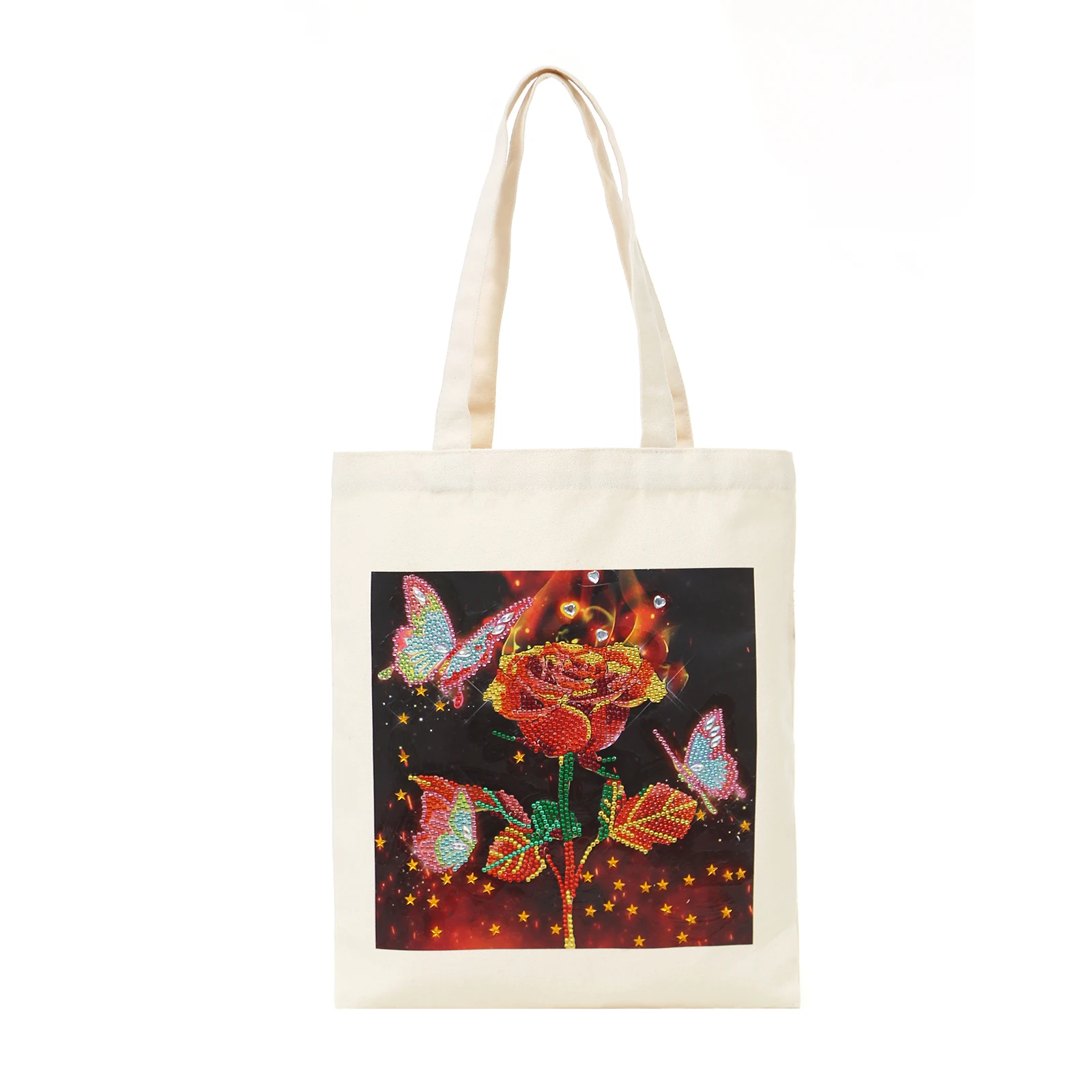 Canvas Tote Bag with Diamonds, 5D DIY Diamond Painting, Reusable Grocery Bags, Durable Bags, Rhinestone Diamond Art Handbag