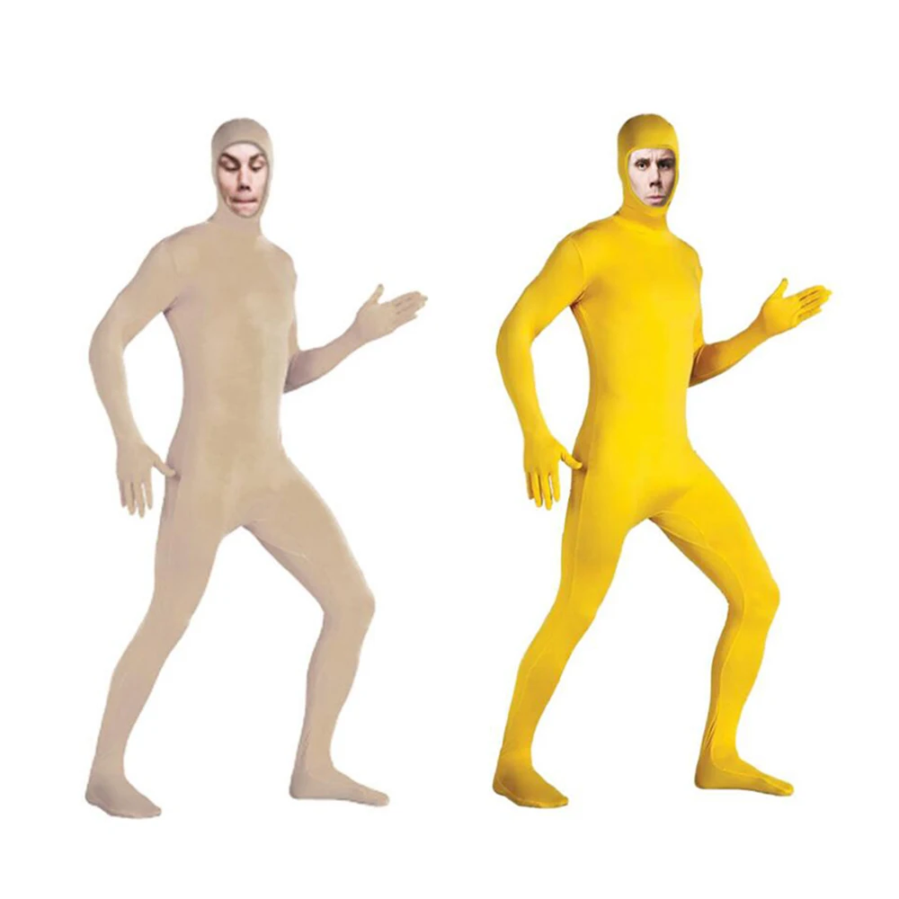 ชุดสูท Joji zentai สีชมพูแบบเปิดหน้าชุดวันฮาโลวีนชุดบอดี้สูทผู้ใหญ่ชุดสำหรับเต้น