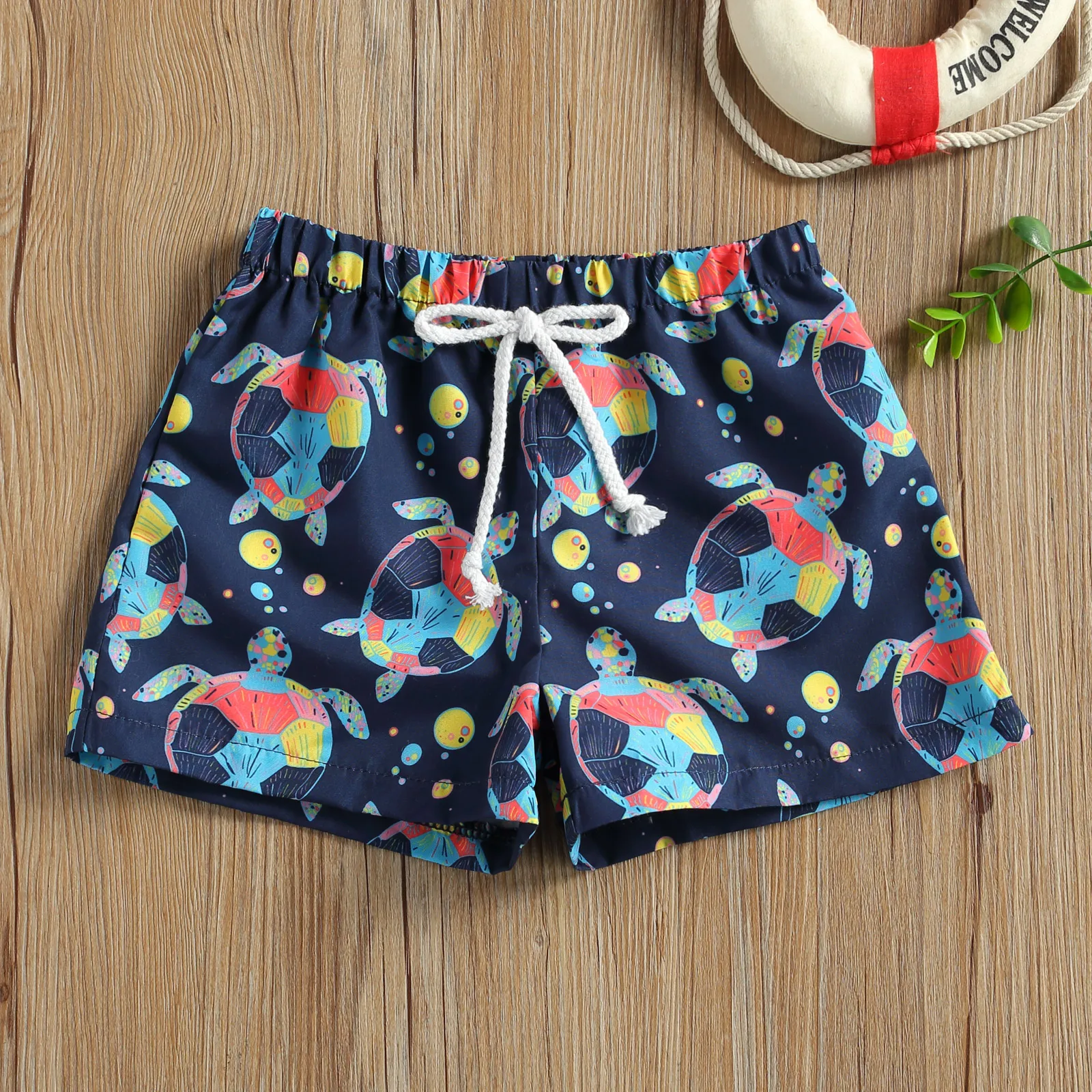 Lioraitiin 1-5Y Summer Casual Kids Boys Board Shorts Cartoon Animal Print Elastic High Waist Beach Shorts 3 Colors