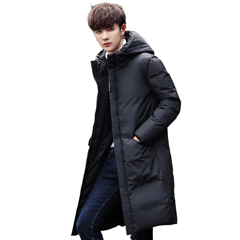 Winter New Style Men's down Jacket Korean-style Mid-length Casual Hooded Jacket Youth Thick Warm Cotton-padded Clothes Men'S Wea