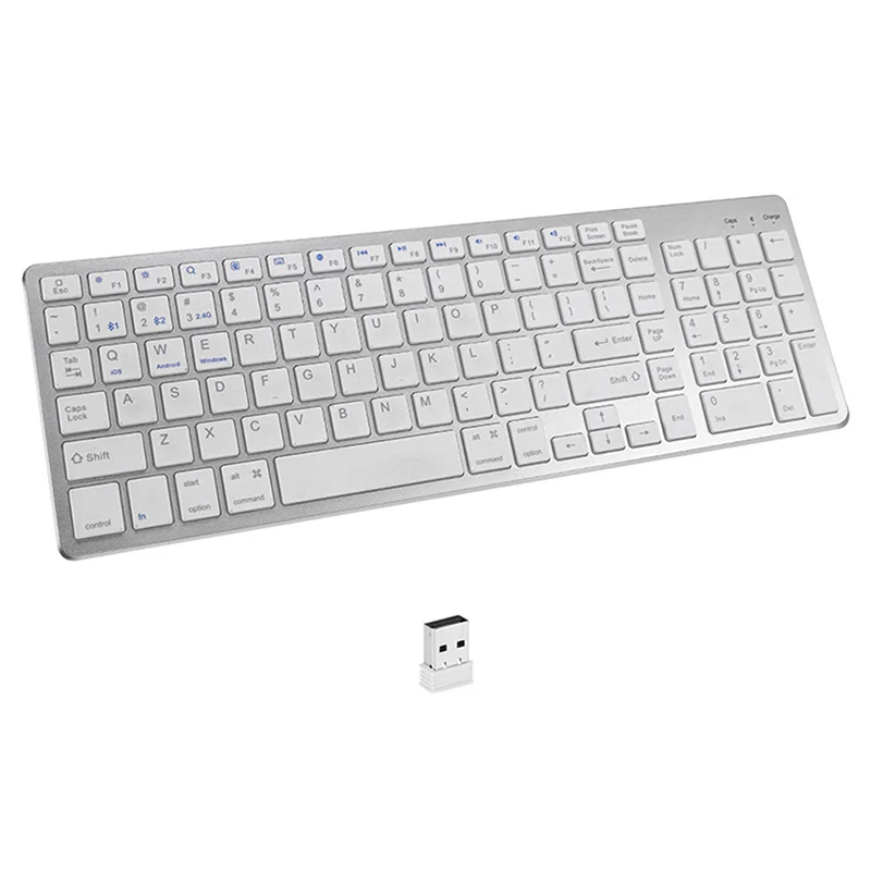 SeenDa 5.0 & 2.4G sans fil Bluetooth-clavier compita pour tablette ordinateur clavier sans fil à clic silencieux russe espagne coréen