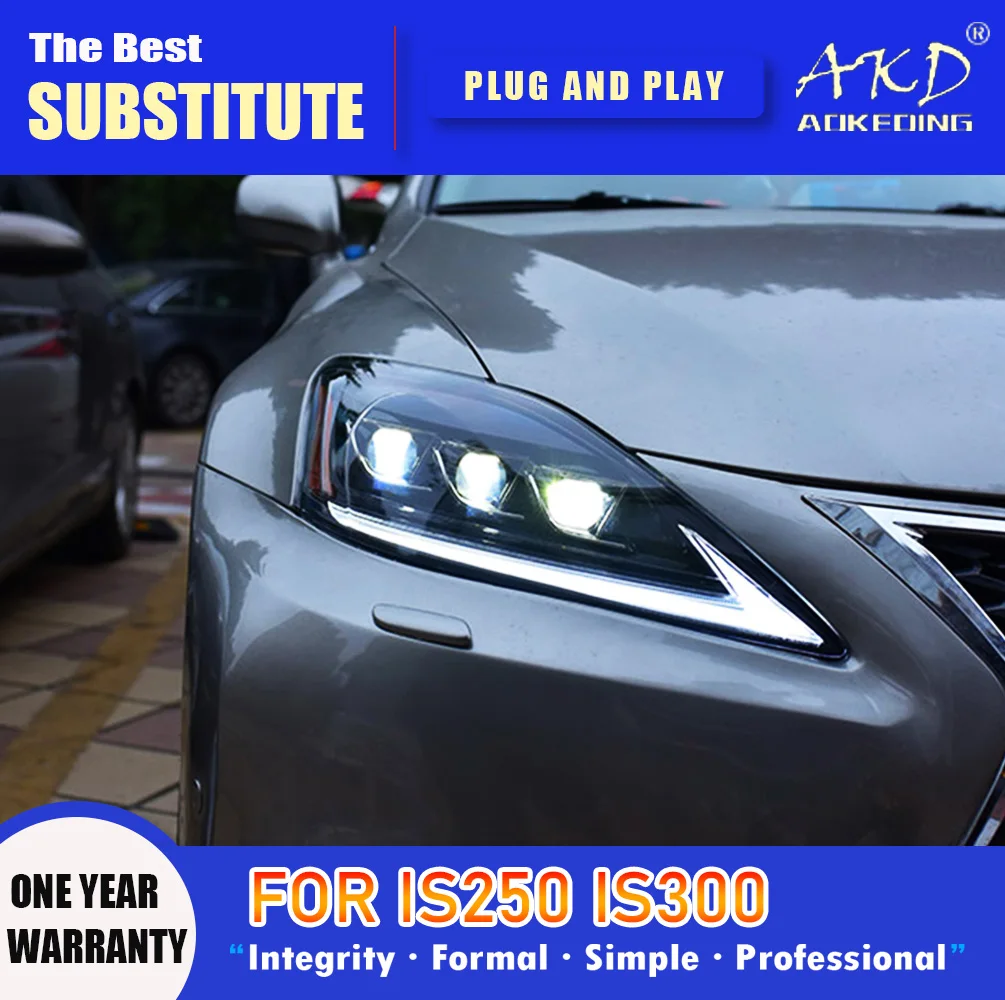 

AKD Head Lamp for Lexus is250 LED Headlight 2006-2012 Headlights is300 is DRL Turn Signal High Beam Angel Eye Projector Lens