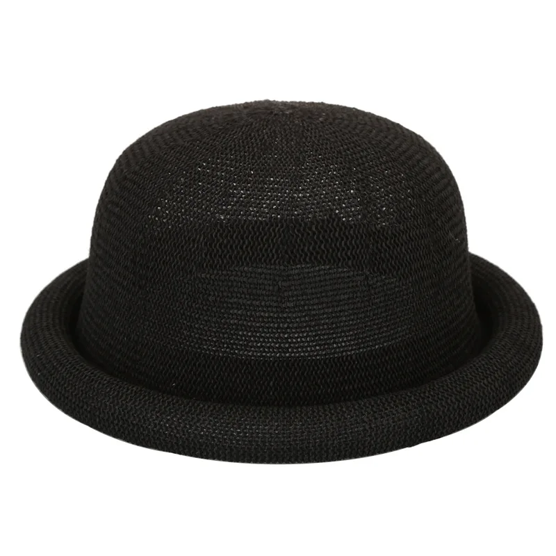 Fibonacci New Female Mushroom Brim Fedoras Cotton Linen Knit Summer Autumn Trilby Hat Dome Bowler Women Hats
