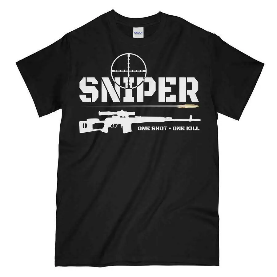 One Shot One Kill. Army Sniper T-Shirt. Summer Cotton Short Sleeve O-Neck Mens T Shirt New S-3XL