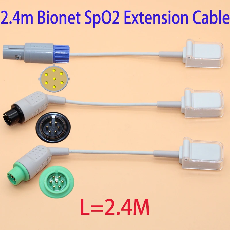 2.4m SpO2 sensor adapter/extensoin cable for Bionets patient monitor,Apply to BM3 BM5 BM7 model,for 7pin no Oximax sensor