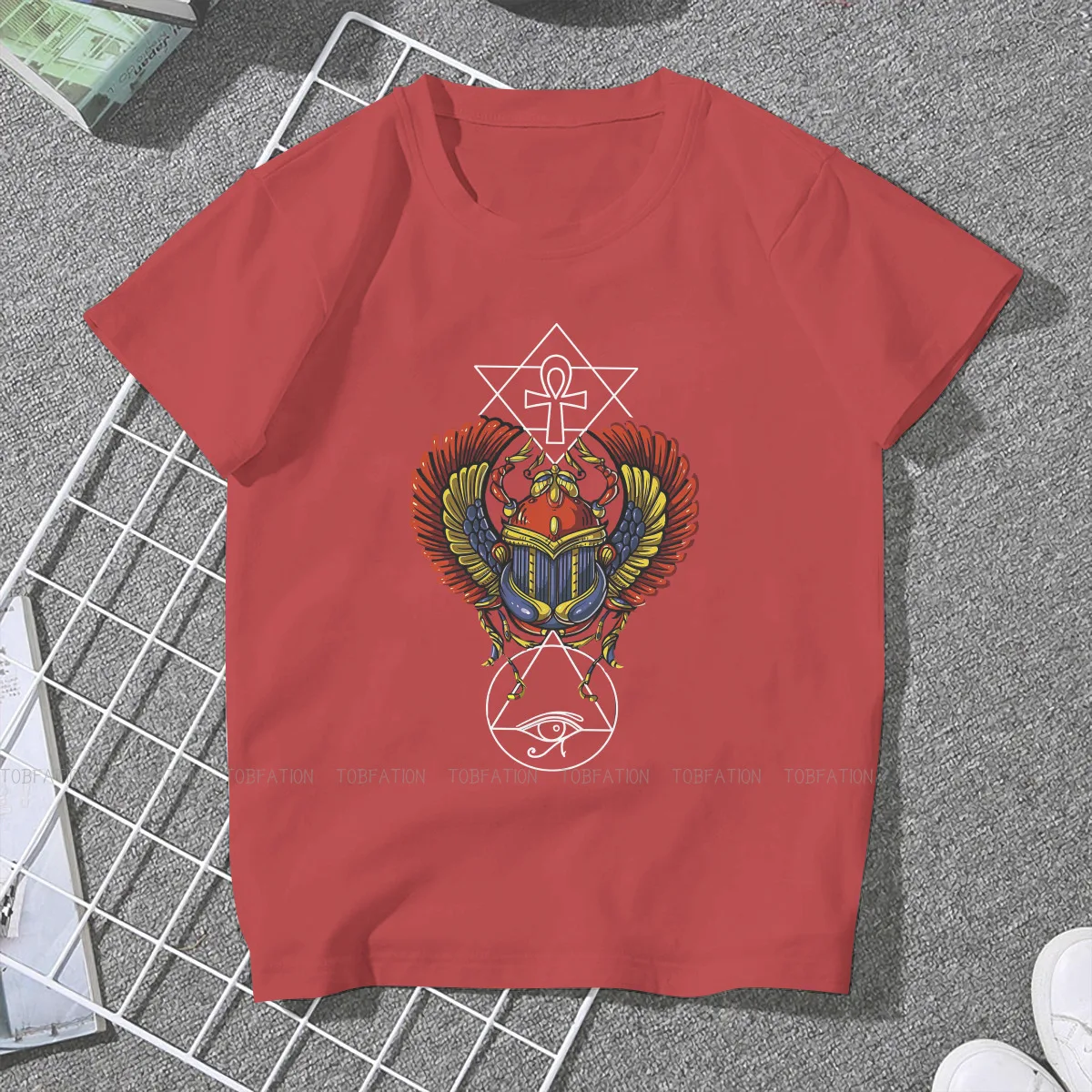 Scarab 4XL TShirt Egyptian Eye Of Horus Ankh Style Tops Casual T Shirt Female Short Sleeve Unique