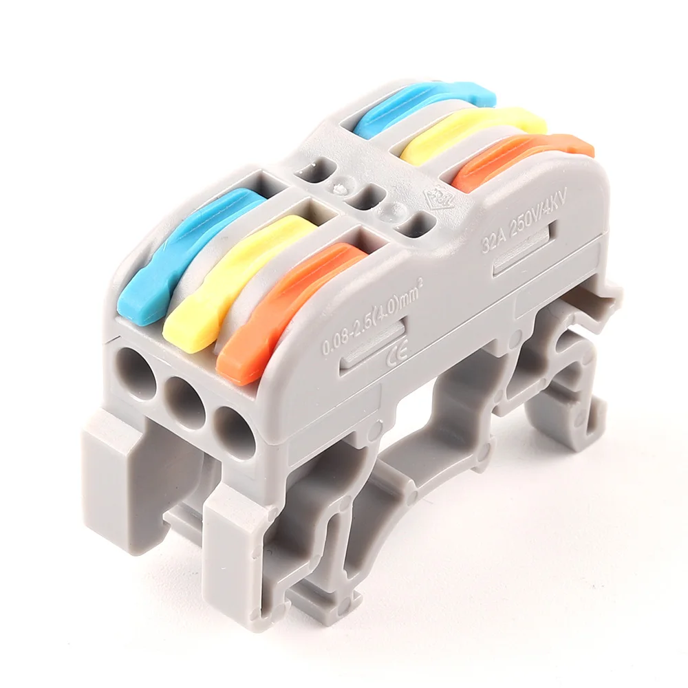 Conector de Cable eléctrico compacto Universal, Conector rápido de Riel Din, 222, 223, lámpara de luz LED, Terminal Conductor de cableado