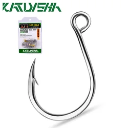 KATYUSHA 20Pcs High Carbon Steel Fishhooks 6#-11/0# Big Eye Single Hooks Barbed Carp Fishing Hooks Peche Tackle Accessories