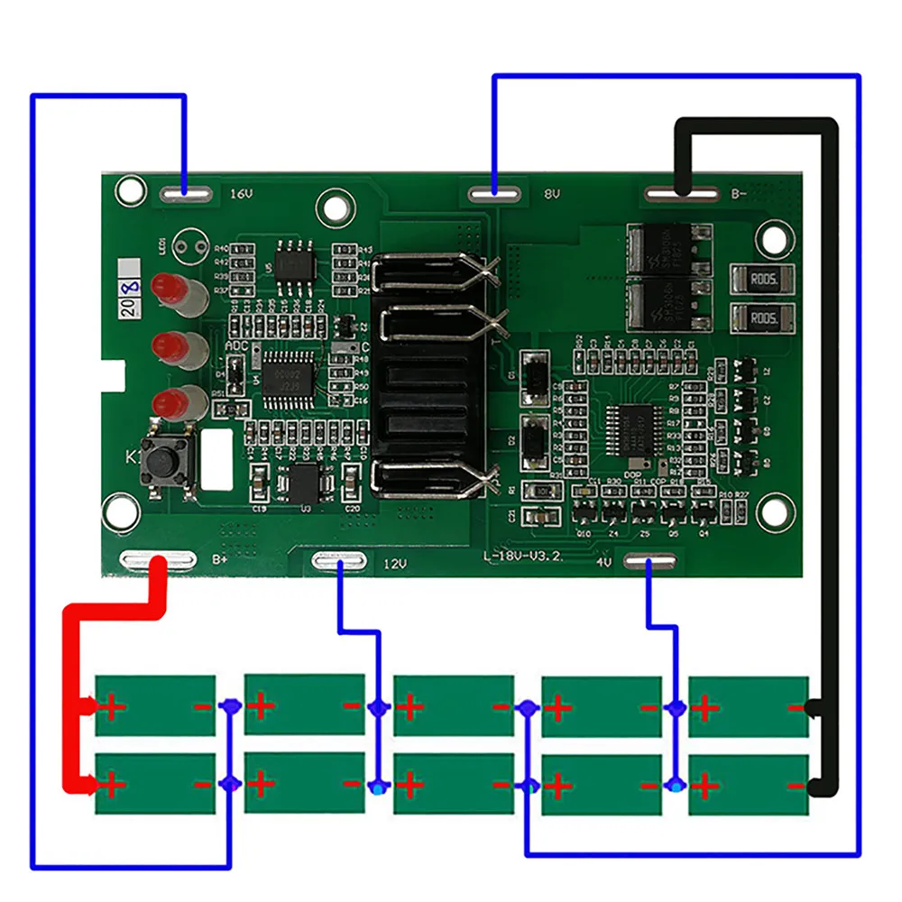 20V Li-ion Battery Housing Shell Protection PCB Circuit Board Set for Einhell Power X-Change 18V Li-ion 4511396