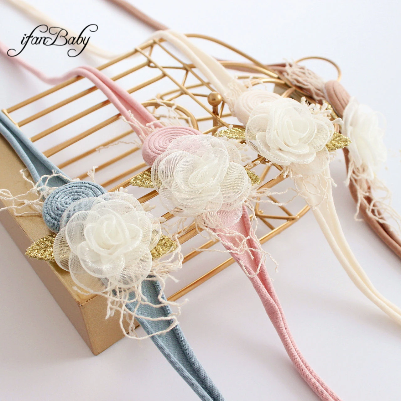 Kids Gilr Women Vintage Rose Flower Headband Nylon Elastic Headband