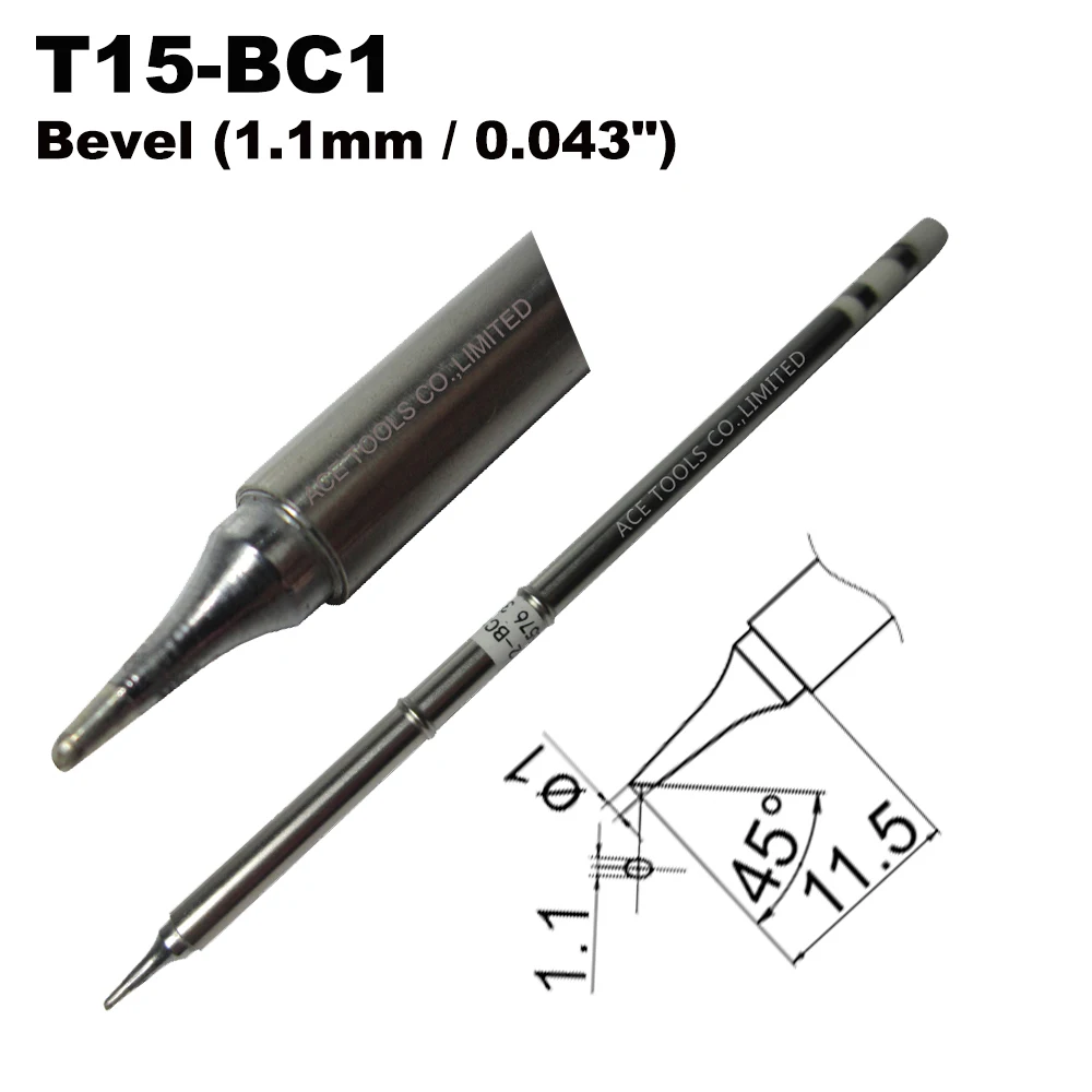 T15-BC1 Bevel Replacement Soldering Tip for HAKKO FM-203 FM-204 FM-206 FX-951 FX-950 FX-952 FX-9501 FM-2028 FM-2027 FM-2021