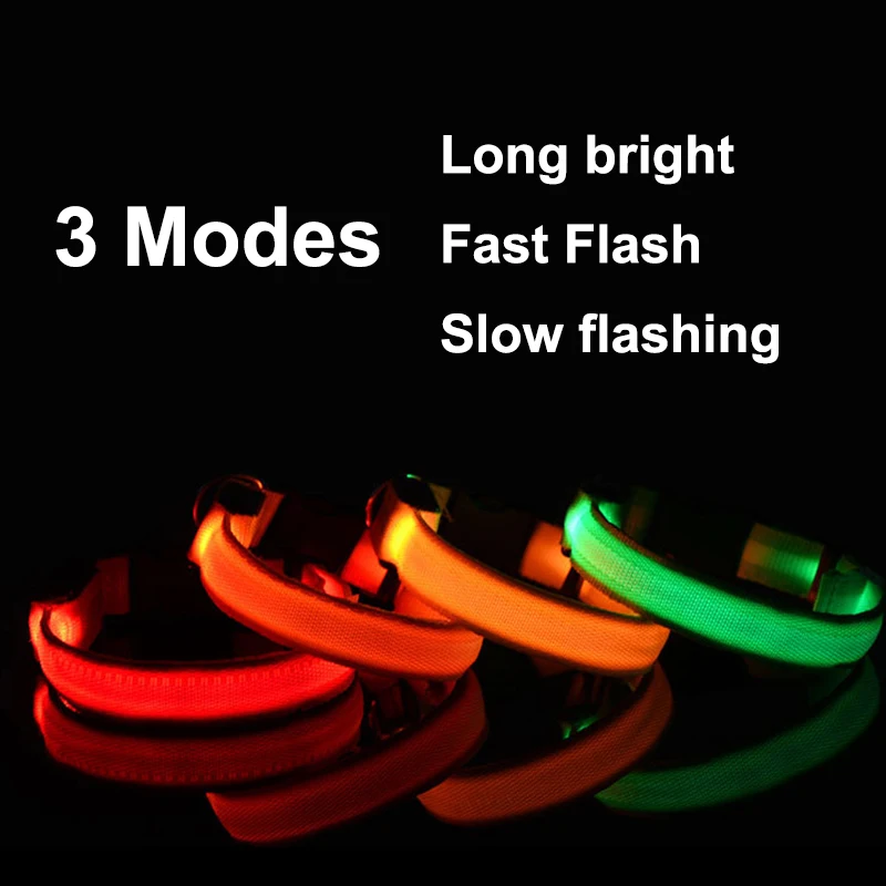 Usb Charging Led Dog Collar Safety Led Luminous Dog Pet Light Up Collar Night Nylon Necklace Glowing Leads for Dogs Night Safety