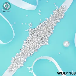 Ceinture en cristal argenté pour patients, 1 pièce, avec perles appliquées, accessoires pour ceintures de mariage WDD1108