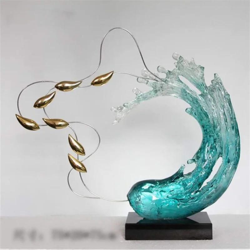 Art Decorative Water Like Resin Craft Abstract Sculpture Home Hotel Decoration Standing Sculptures