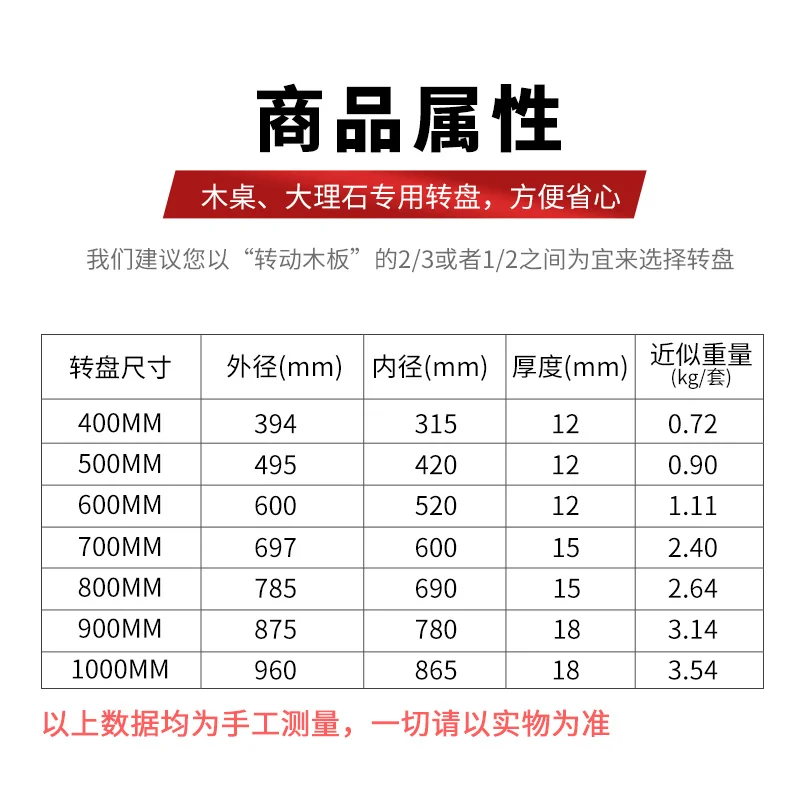 HQ 헤비 듀티 30-60CM 냉간 압연 강철 회전 회전판 게으른 수잔 턴테이블 대리석 테이블 말 철 액세서리