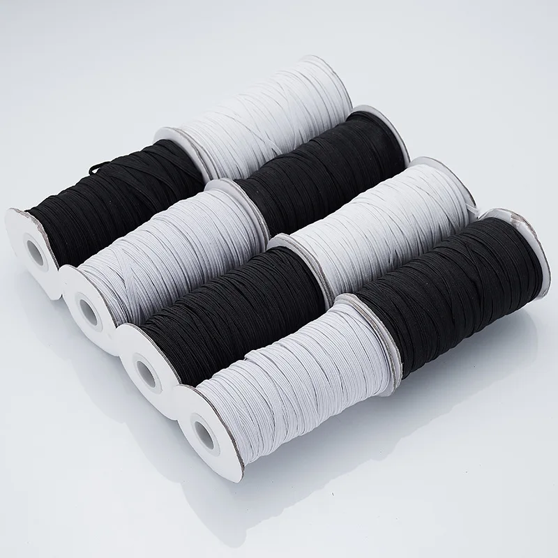 3mm 5mm 8mm 10mm 12mmElastic Band Masks White Blackm High Elastic Flat Rubber Band Waist Band Sewing Stretch Rope DIY Mask