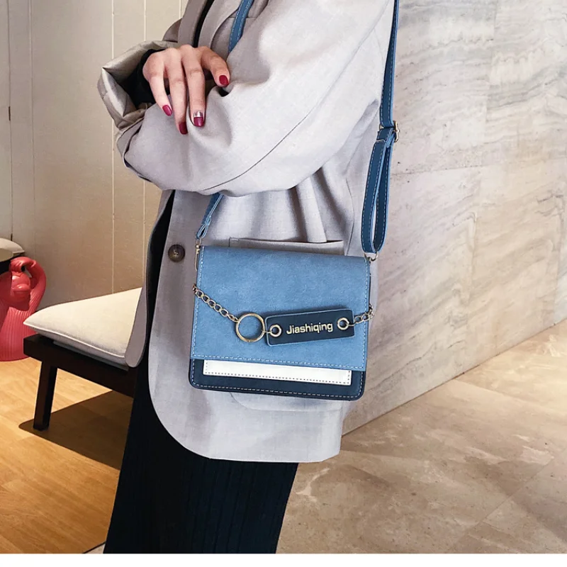 Contrast Color Crossbody Bags For Women Chain Messenger Shoulder Bag Suede PU Leather Ladies Purses and Handbags CrossBody Bag