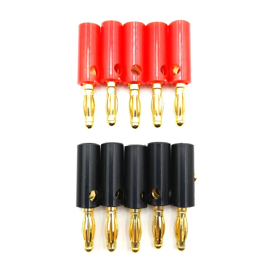 10Pcs/Lot Audio Speaker Screw Banana Gold Silver Plate Plugs Connectors 4mm Black Red