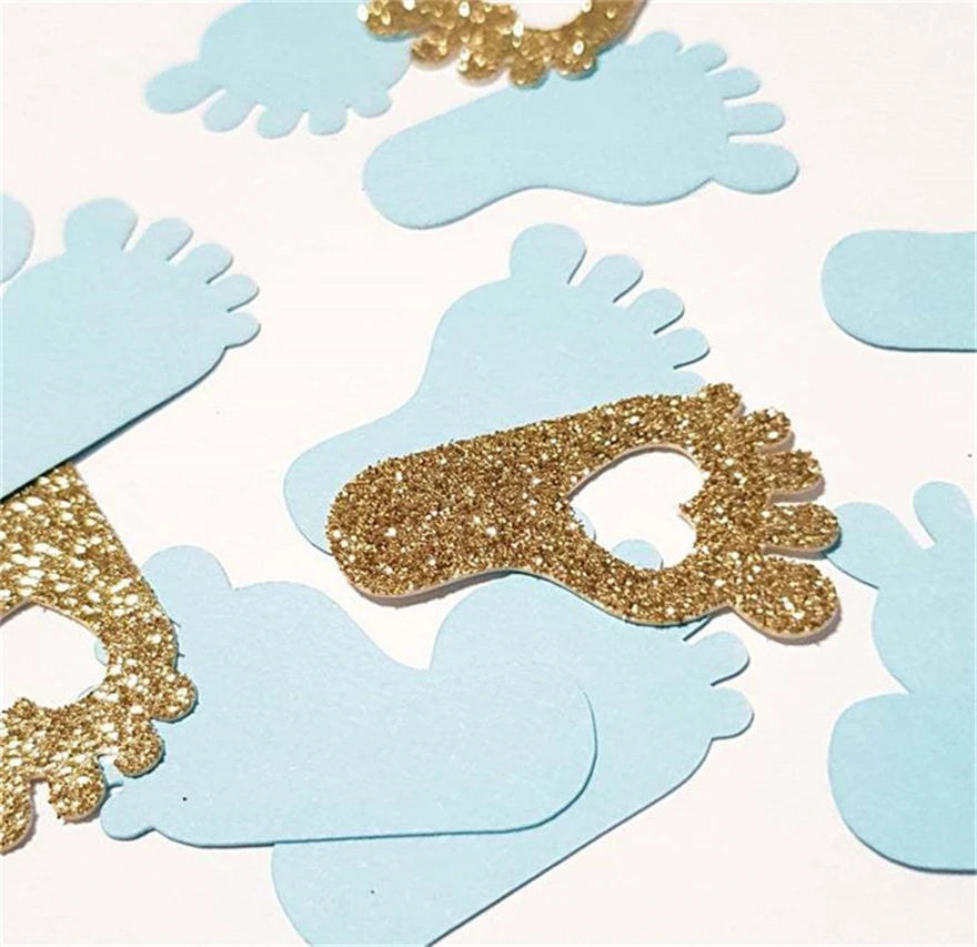 Pink Blue Gold Baby Footprint Confetti Baby Shower Gender Reveal Party Table Decorations Candy Favor Box DIY Supplies