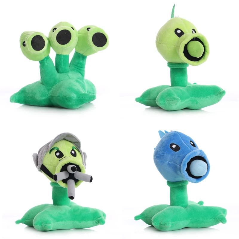 1pcs 17cm Plants vs Zombies Plush Toys PVZ Plants Gatling Peashooter Split Pea Plush Soft Stuffed Toys Gifts for Children Kids