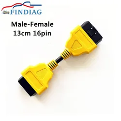 Żółty kabel 13cm / 30 cm obd2 wtyk męski na żeński przedłużacz odpowiedni dla wszystkich interfejs OBD złącza przedłużacza OBD2