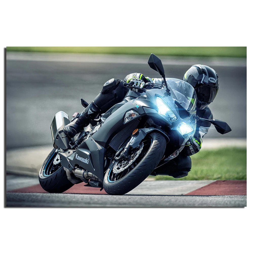 Kawasaki Ninja ZX 6R Racing Motorcycle Poster DIY Frame Canvas Painting Wall Art Pictures Print For Living Room Home Decor