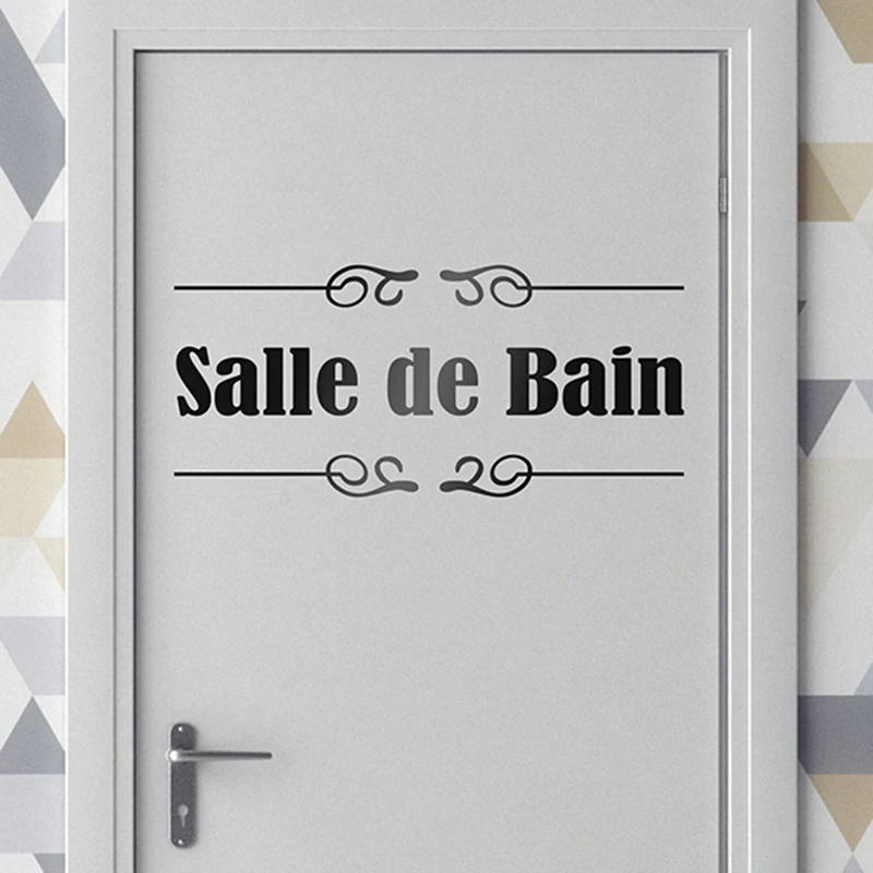 Wall Stickers Signage Salle De Bain Wall Decals Bathroom Vinyl Wall Art Wallpaper Home Decor House Decoration 18 cm x 40 cm