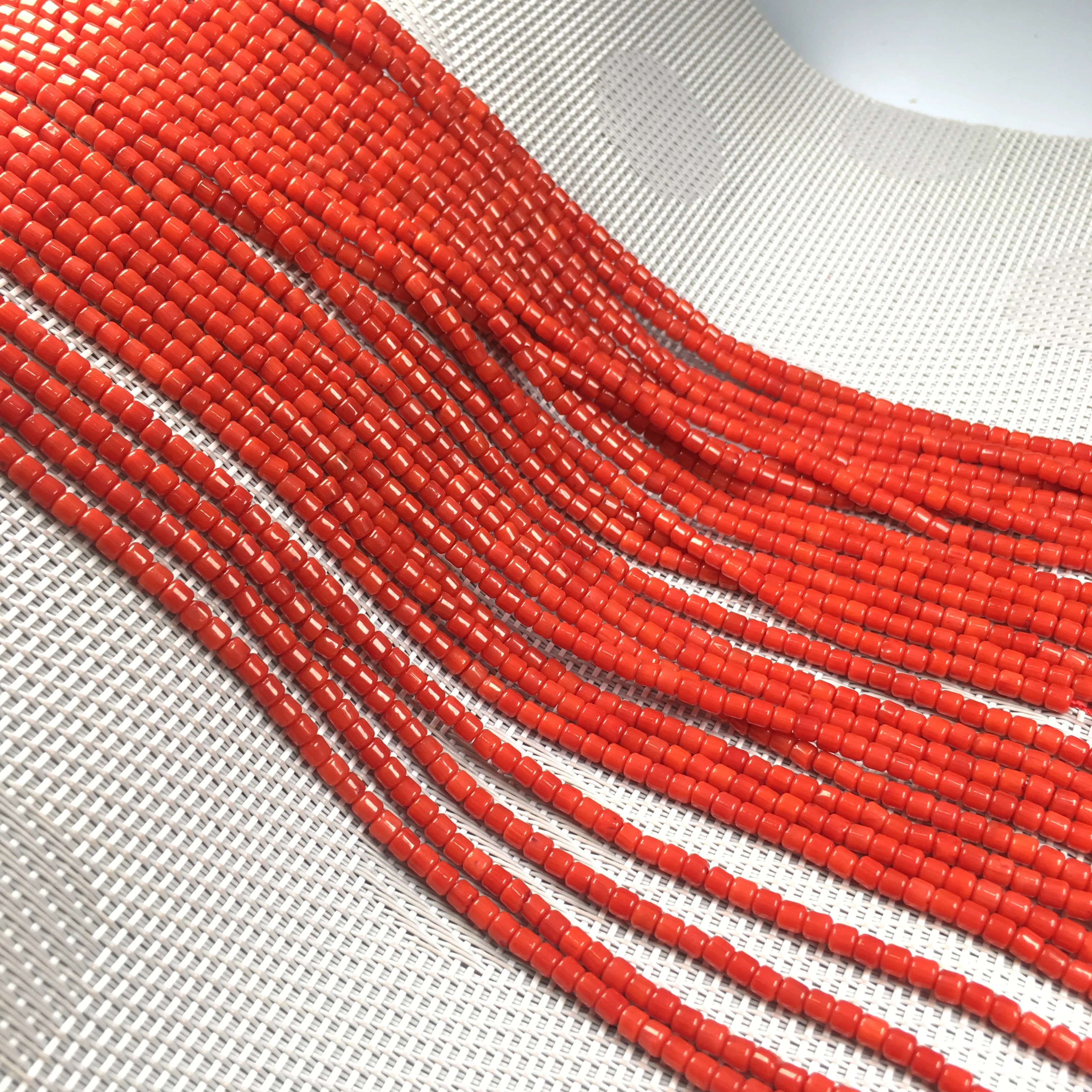 Natural Red Coral Beads Cylindrical Shape Exquisite Loose Beads for Making DIY Jewelry Necklace Bracelet Accessories 3x3mm