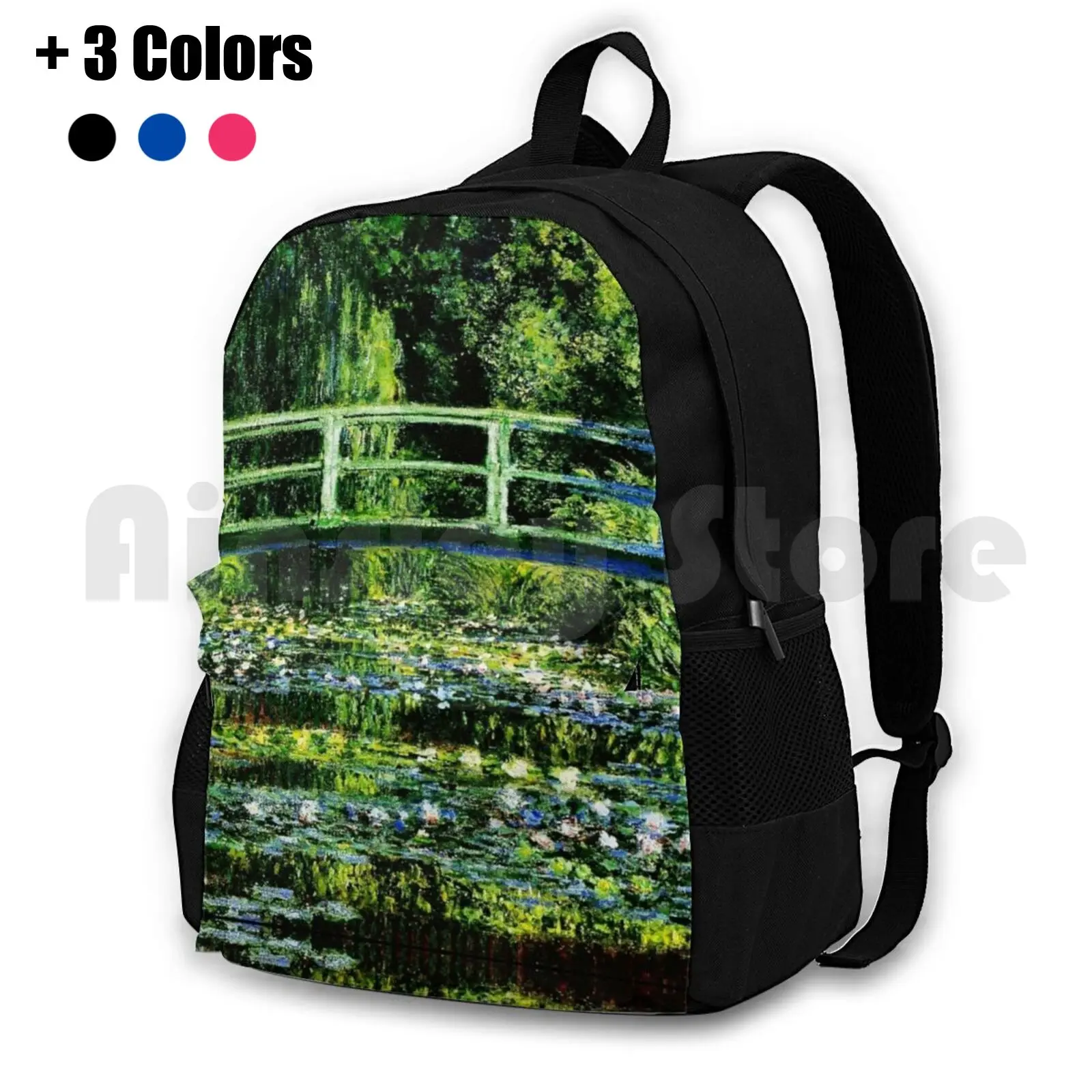 Claude The Japanese Footbridge-Les Nympheas Blancs Outdoor Hiking Backpack Riding Climbing Sports Bag Les Nympheas Blancs By