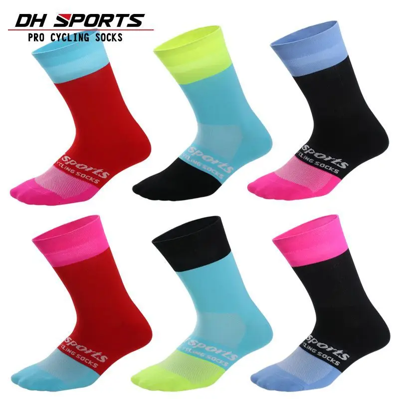 DH SPORTS New Cycling Socks Men Women Professional Breathable Bike Sock Personality Bicycle Racing Running Compression Sock