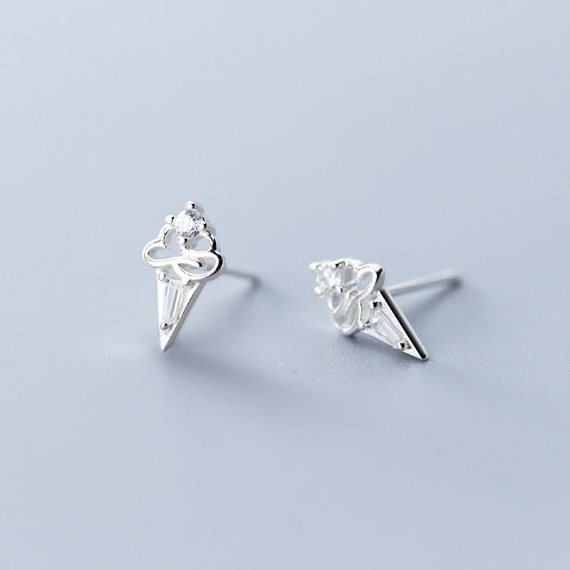 

MODIAN Classic Genuine 925 Sterling Silver Sparkling Zircon Ice Cream Stud Earring for Women Summer Food Ear Pin Fine Jewelry