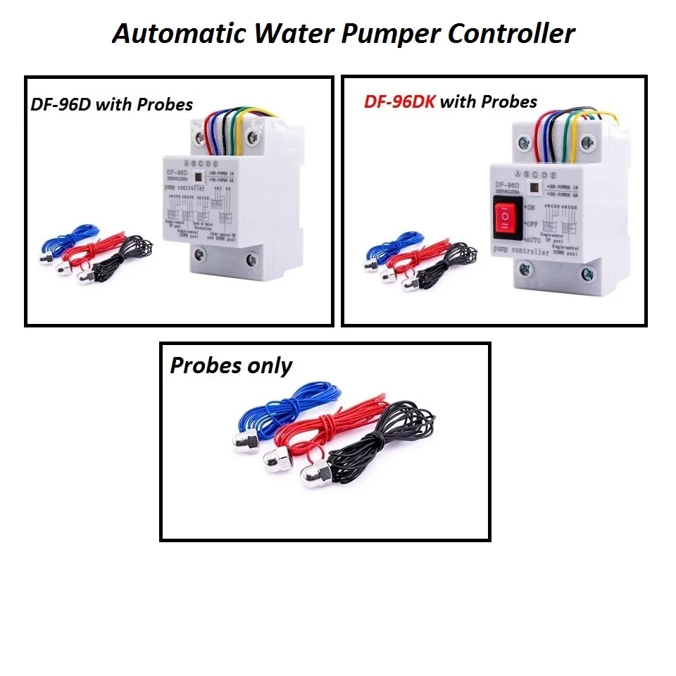 DF-96D Automatic Water Level Controller Switch 20A 220V 2m wires Water tank Liquid Level Detection Sensor Water Pump Controller